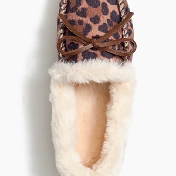 J. Crew leopard calf hair moccasin house slippers 8 - Picture 9 of 10